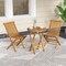 Set of 2 Space-Saving Outdoor Folding Teak Wood Chair with Breathable Slatted Seat and High Back
